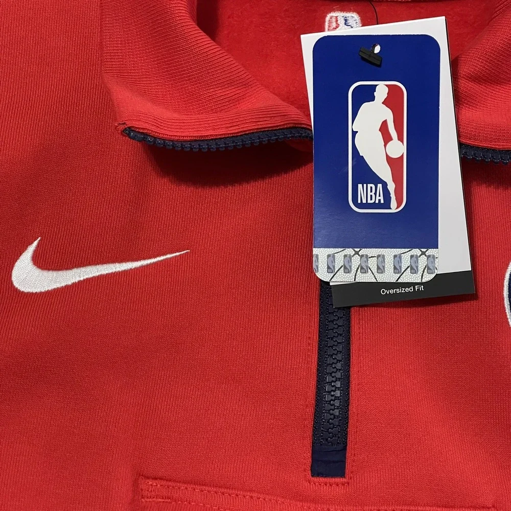 Nike Brooklyn‎ Nets Jacket Men Medium Red NBA Sweatshirt Embroidered 1/4 Zip NEW